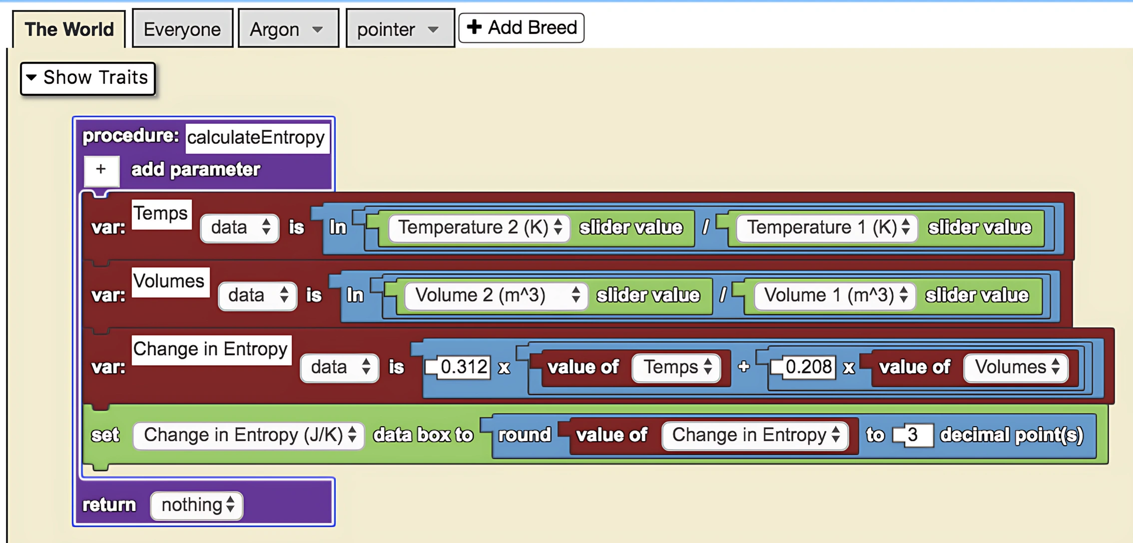 Ln example code
