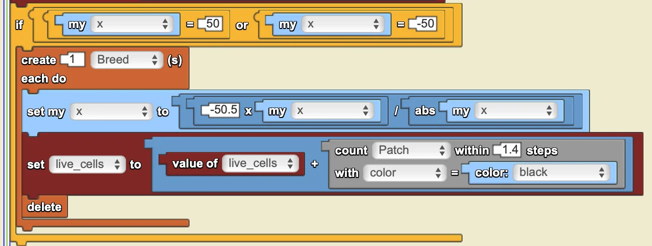 Edge wrapping code for X axis