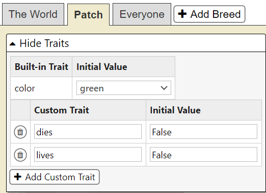 Custom traits setup