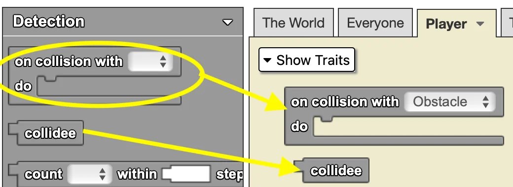 Collision with Obstacle code