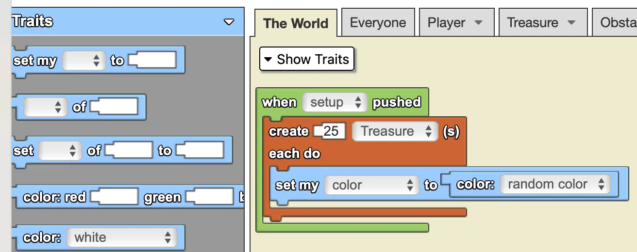 Set traits code