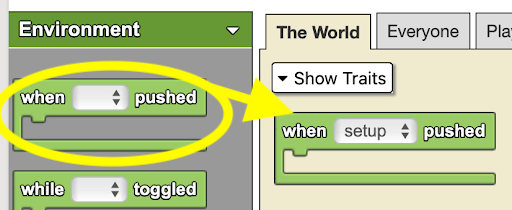 When setup pushed block